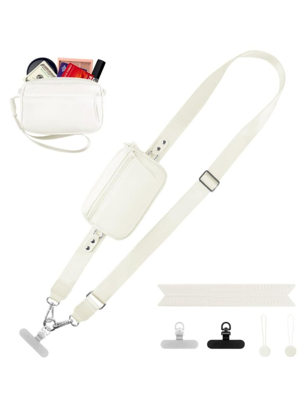 Phone Lanyard Crossbody Strap with Detachable RFID Wristlet Wallet Adjustable